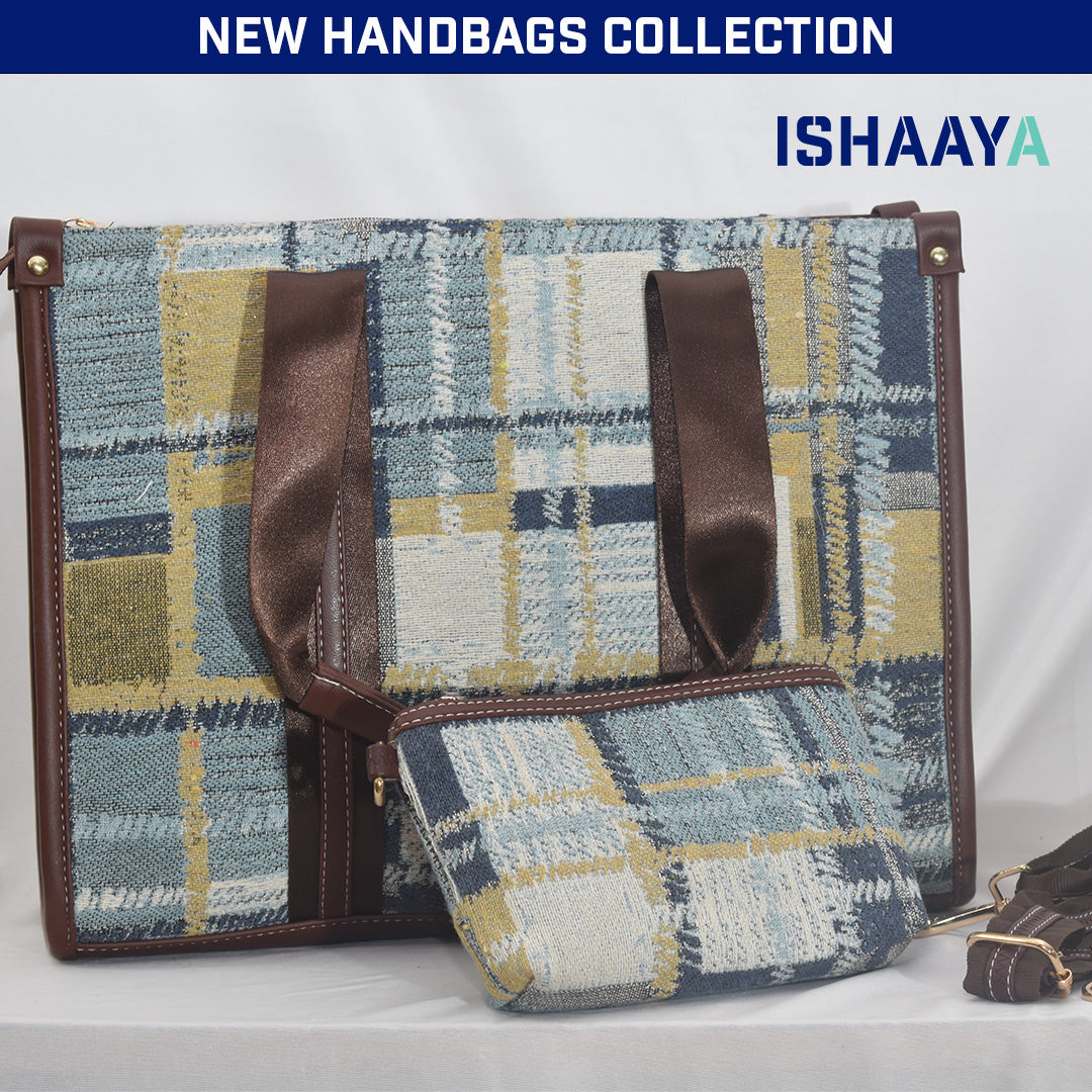 ISHAAYA Stylish Spacious Double Sleeved Laptop Tote Bag (Multicolor)
