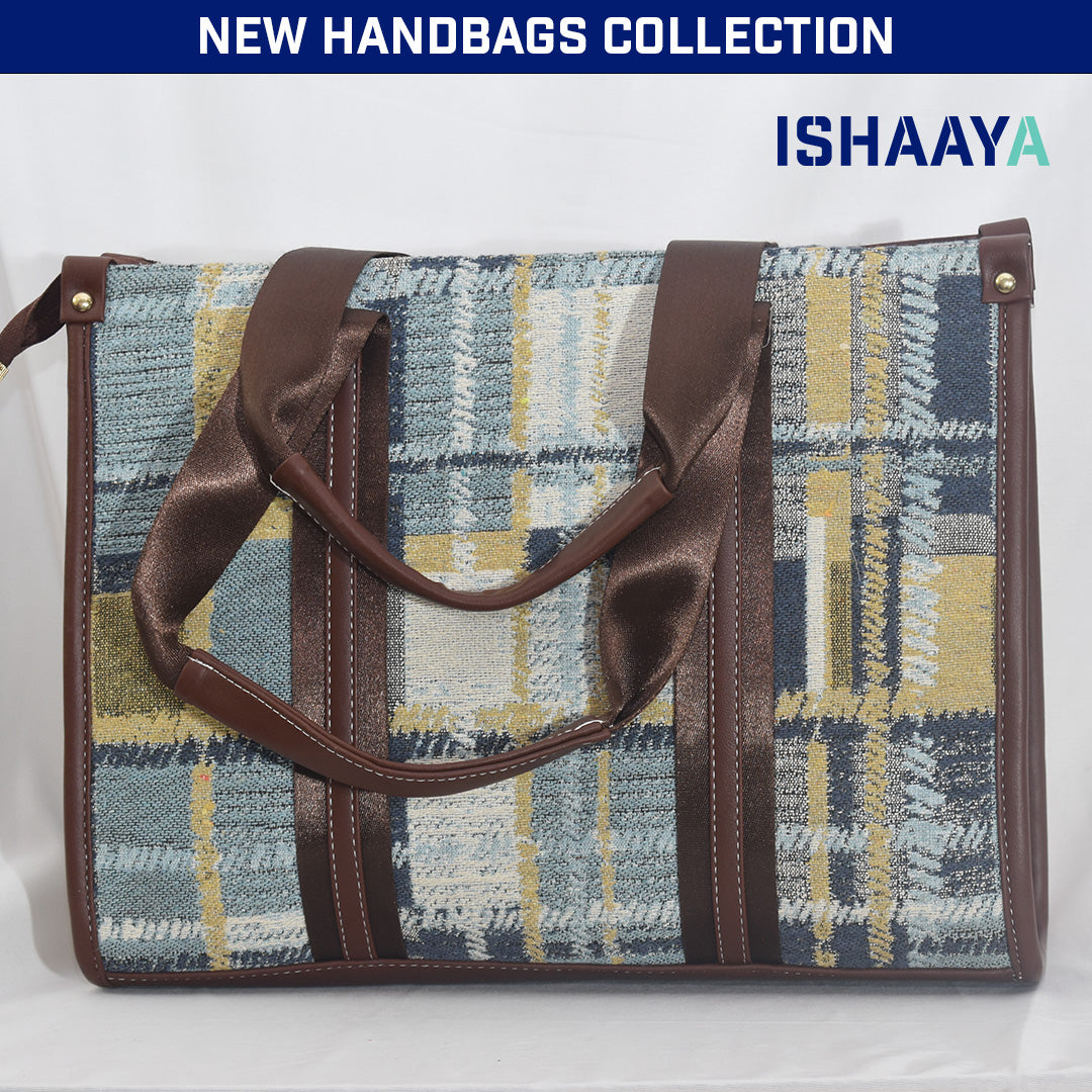 ISHAAYA Stylish Spacious Double Sleeved Laptop Tote Bag (Multicolor)