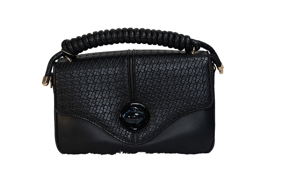 ISHAAYA Ladies Stylish Satchel Handbag with pouch (Black)