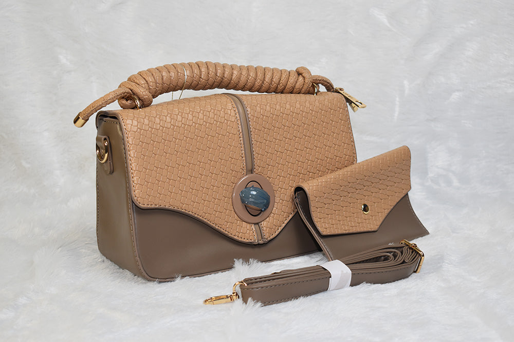 ISHAAYA Ladies Stylish Satchel Handbag with pouch (Khaki)